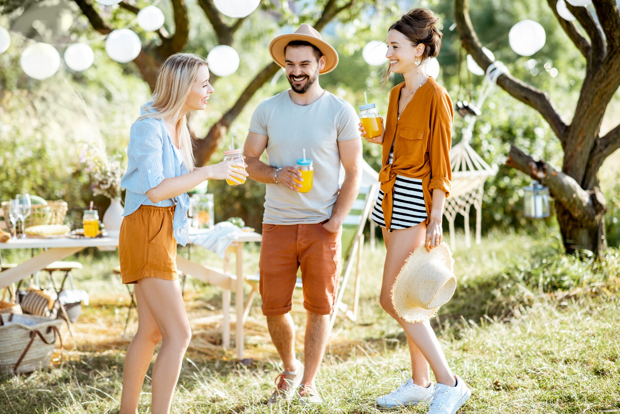 Friends having party in the garden